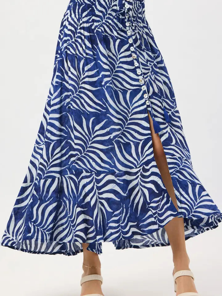 Dakota Skirt Batik Swaying Palms Navy-Skirt-Tiare Hawaii-One Size-Batik Swaying Palms Navy-Urbanheer