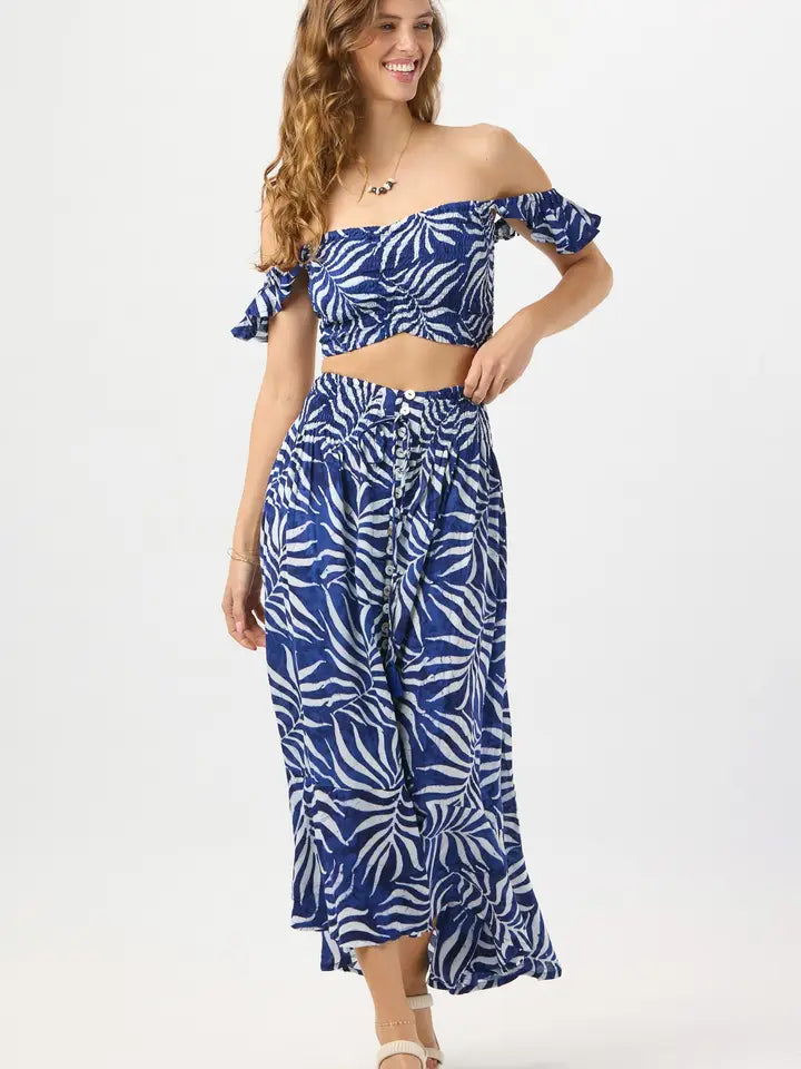 Dakota Skirt Batik Swaying Palms Navy-Skirt-Tiare Hawaii-One Size-Batik Swaying Palms Navy-Urbanheer