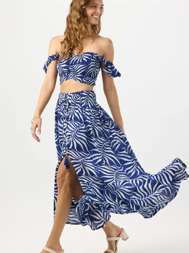 Dakota Skirt Batik Swaying Palms Navy-Skirt-Tiare Hawaii-One Size-Batik Swaying Palms Navy-Urbanheer
