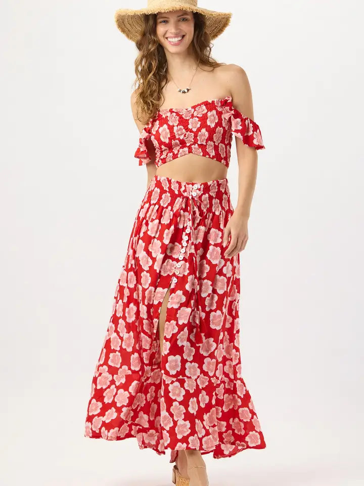 Dakota Skirt Lanai Floral Red-Skirt-Tiare Hawaii-One Size-Lanai Floral Red-Urbanheer