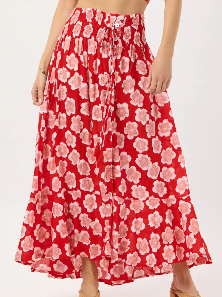 Dakota Skirt Lanai Floral Red-Skirt-Tiare Hawaii-One Size-Lanai Floral Red-Urbanheer