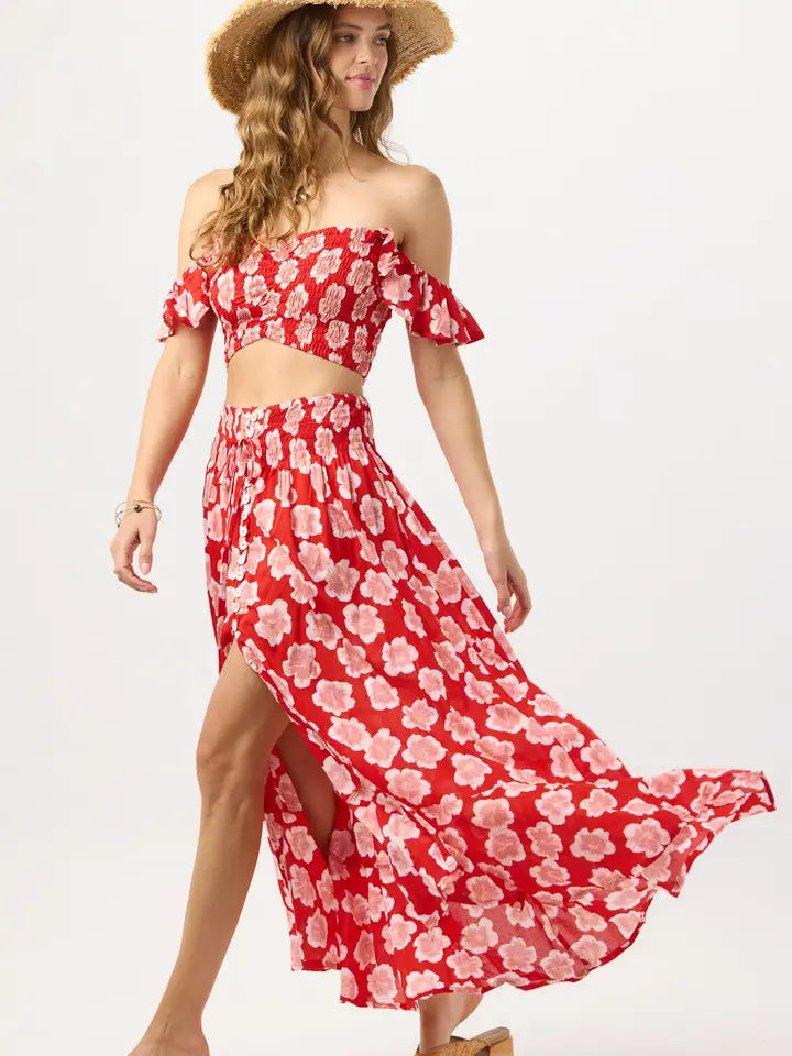 Dakota Skirt Lanai Floral Red-Skirt-Tiare Hawaii-One Size-Lanai Floral Red-Urbanheer