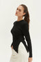 Danielle Rib Knit Asymmetric Hem Top Black-Top-Crescent-XS-Black-Urbanheer