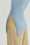 Danielle Rib Knit Asymmetric Hem Top Light Blue-Top-Crescent-XS-Light Blue-Urbanheer
