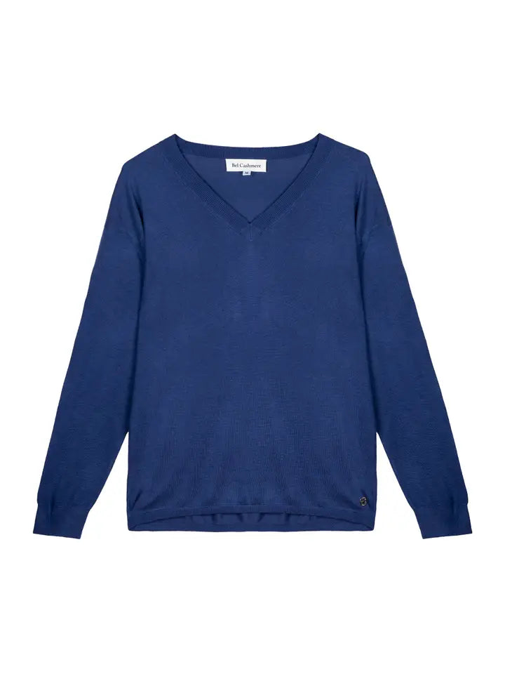 Daphne Silk and Cashmere Sweater Dark Blue-Sweater-Bel Cashmere S.C.-S-Dark Blue-Urbanheer