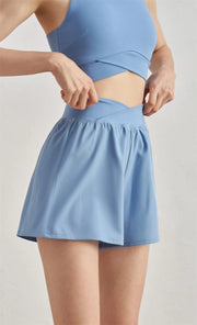 Dara Crossover Waistband Active Short Porcelain Blue-Short-91thelabel-S-Porcelain Blue-Urbanheer