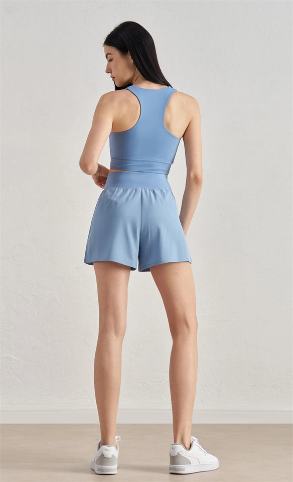 Dara Crossover Waistband Active Short Porcelain Blue-Short-91thelabel-S-Porcelain Blue-Urbanheer