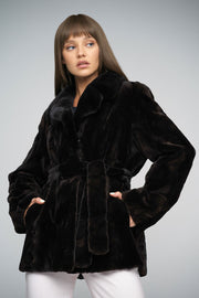 Dark Brown Genuine Mink Fur Midi Coat-Fur Coats-Buy Me Fur Ltd-Dark Brown-XS-Genuine Mink Fur-Urbanheer