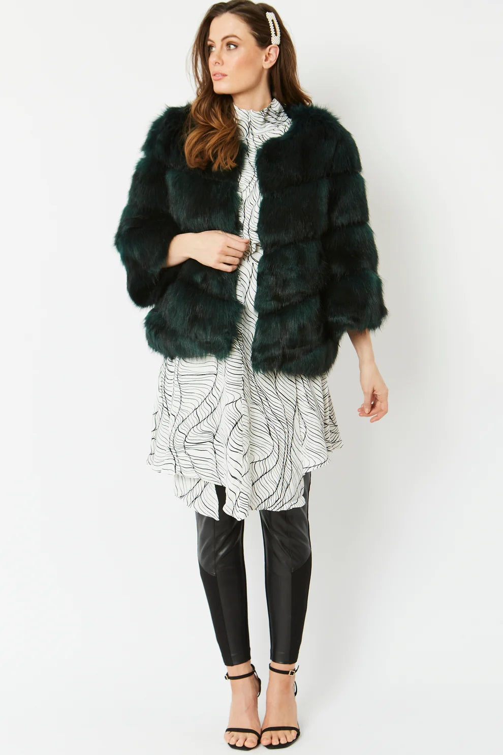 Dark Green Faux Fur Ella Coat-Faux Fur Coats-Buy Me Fur Ltd-One Size-Dark Green-Faux Fur-Urbanheer