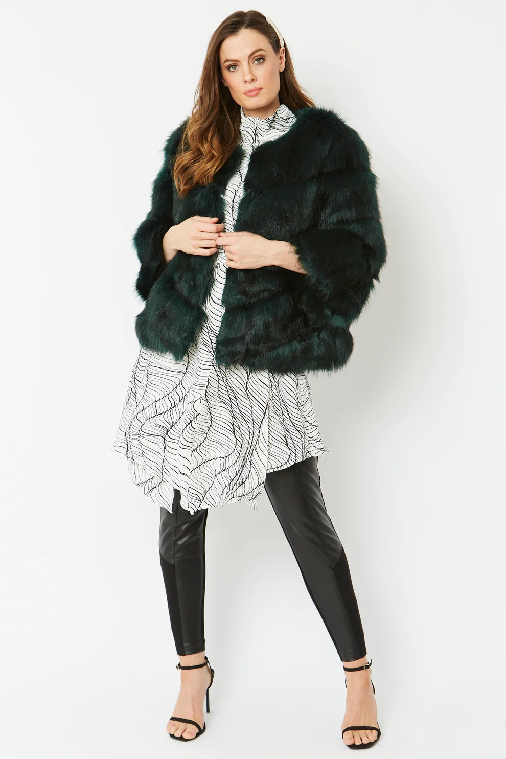 Dark Green Faux Fur Ella Coat-Faux Fur Coats-Buy Me Fur Ltd-One Size-Dark Green-Faux Fur-Urbanheer