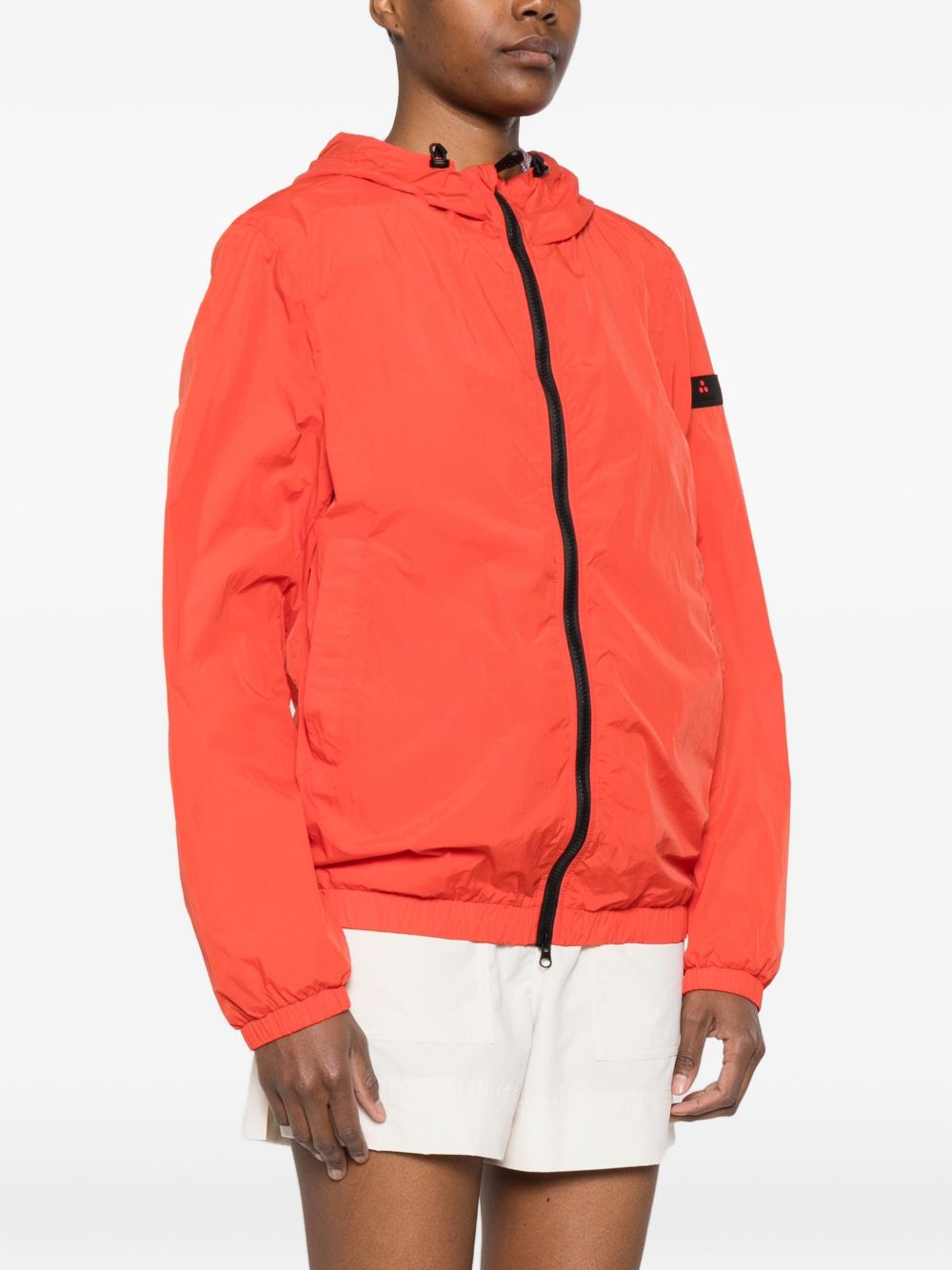 Dark Orange Hooded Zip Blouson Jacket for Comfort