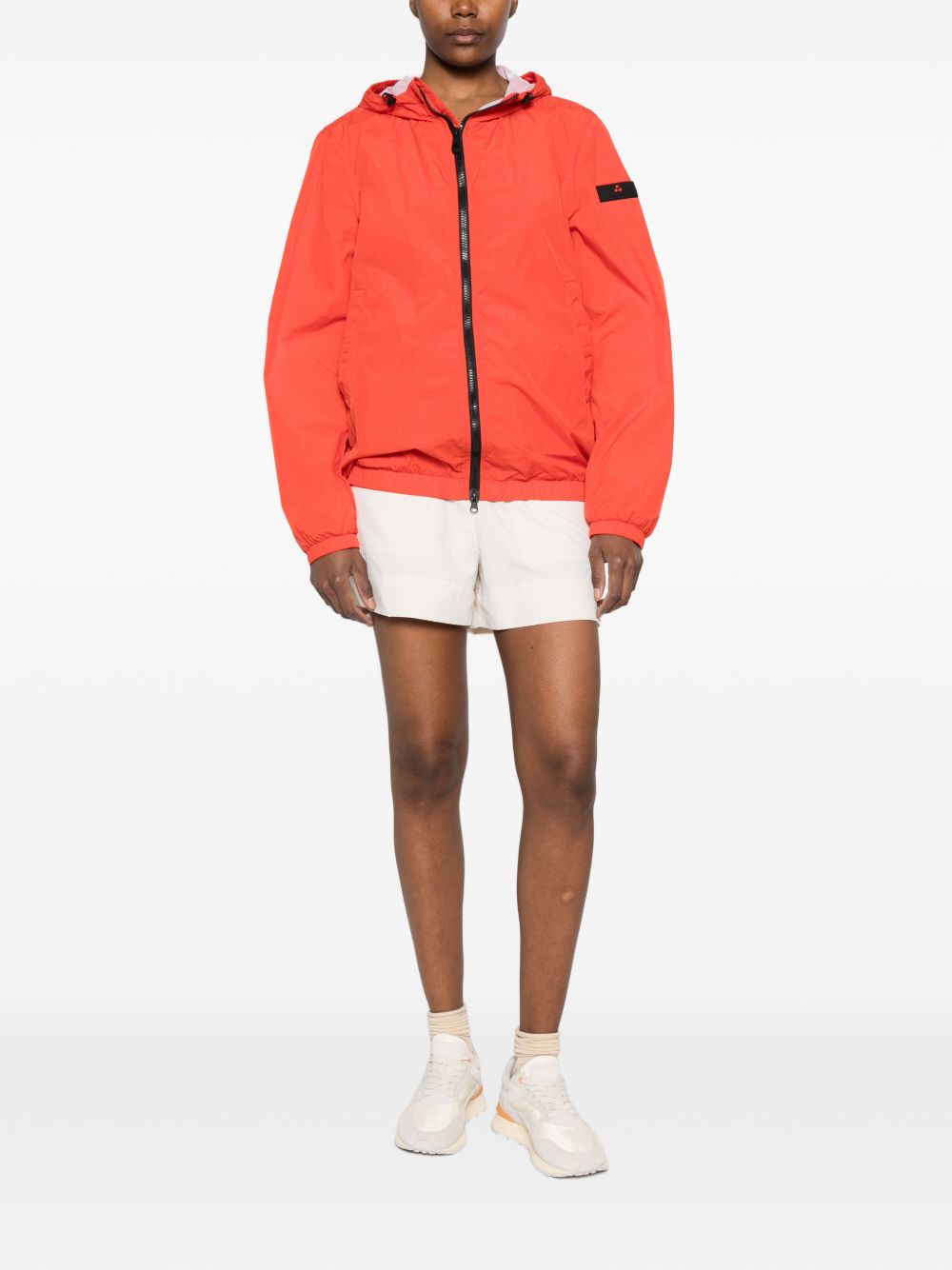 Dark Orange Hooded Zip Blouson Jacket for Comfort