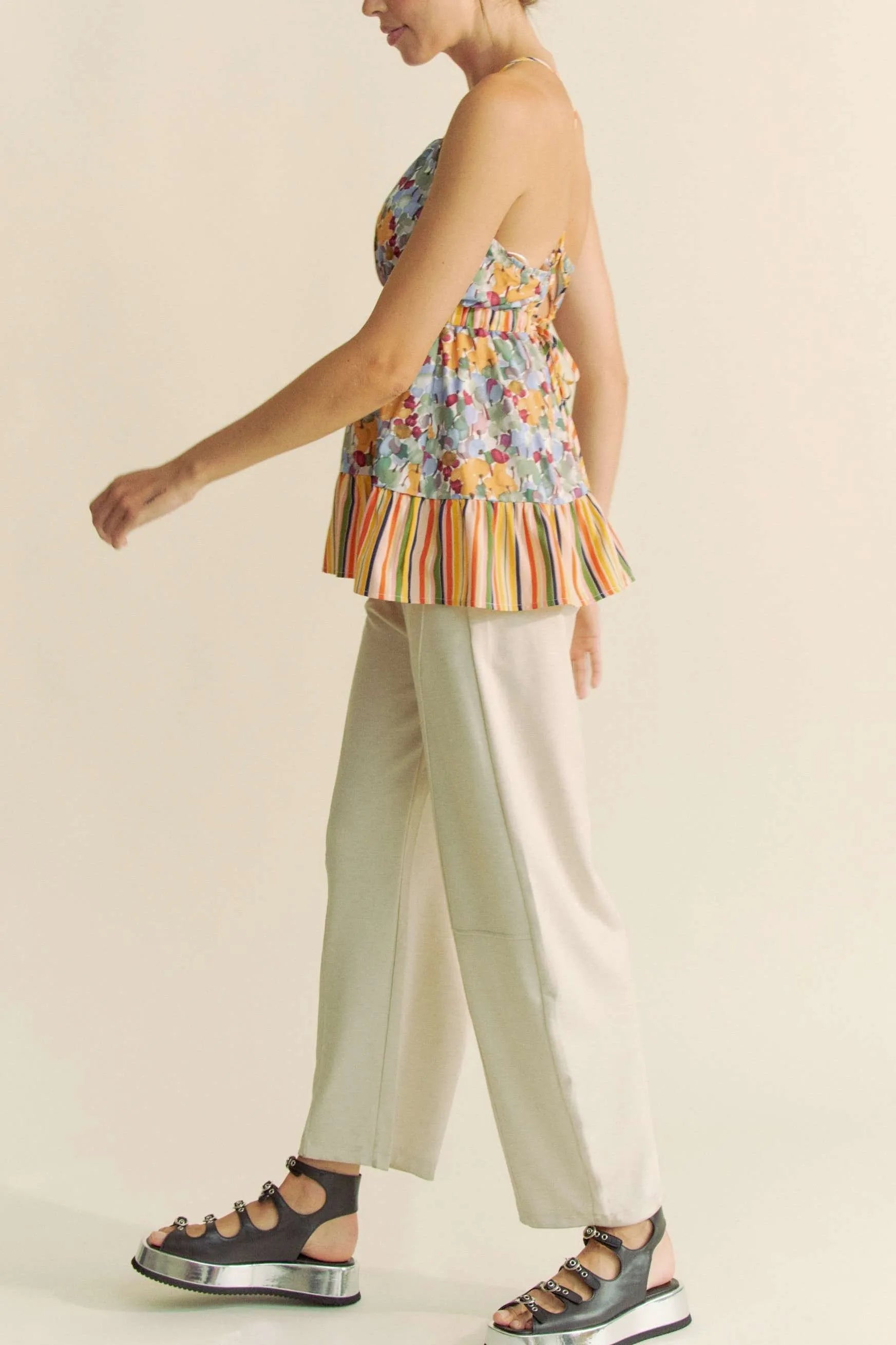 Davi & Dani Floral Smocked Sleeveless Ruffle Back Tie Top-Davi & Dani-SAGE-S-Urbanheer