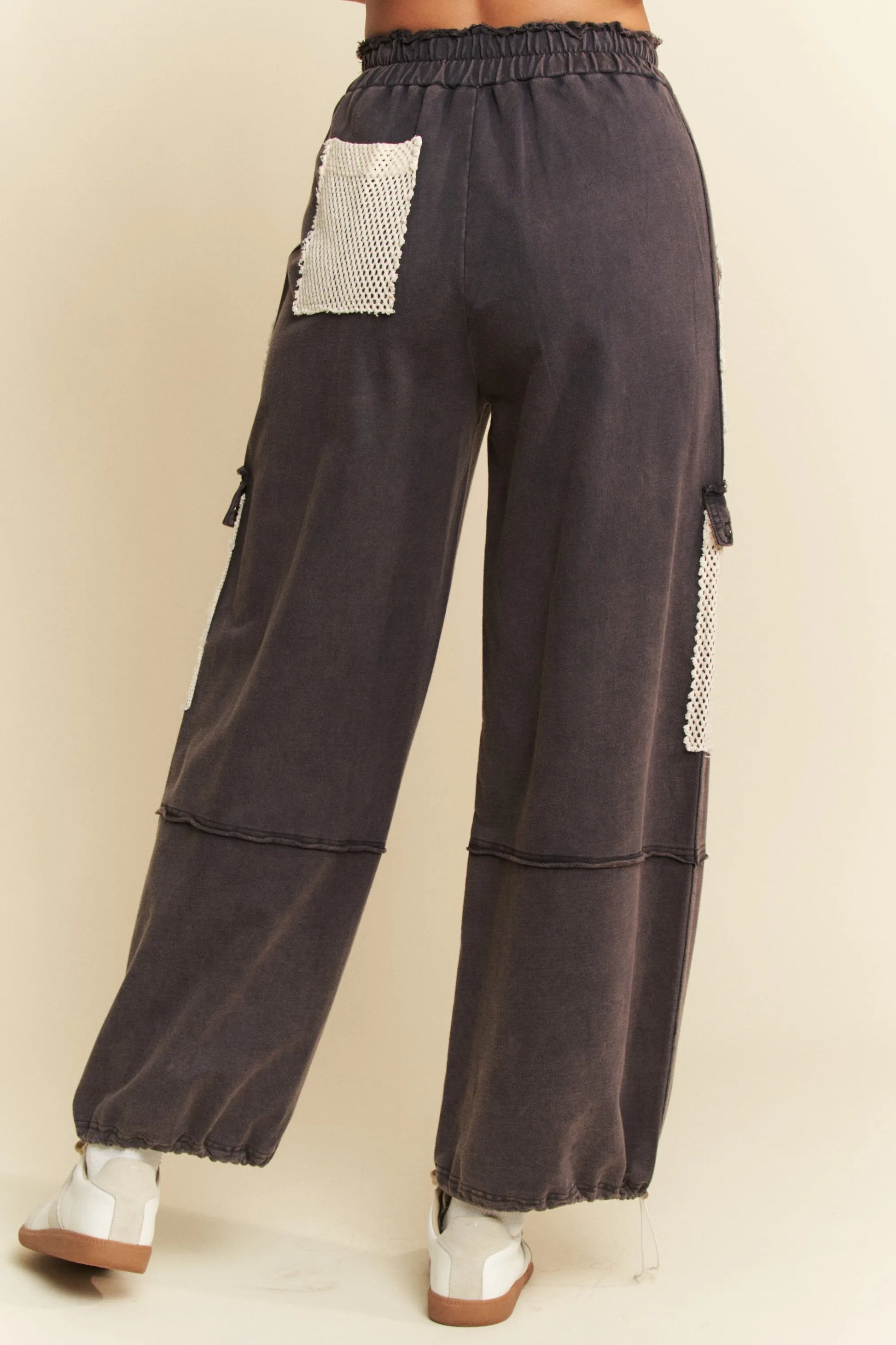 Davi & Dani Lace Patchwork Bottom Opening Adjustable Pants-Davi & Dani-NAVY-S-Urbanheer