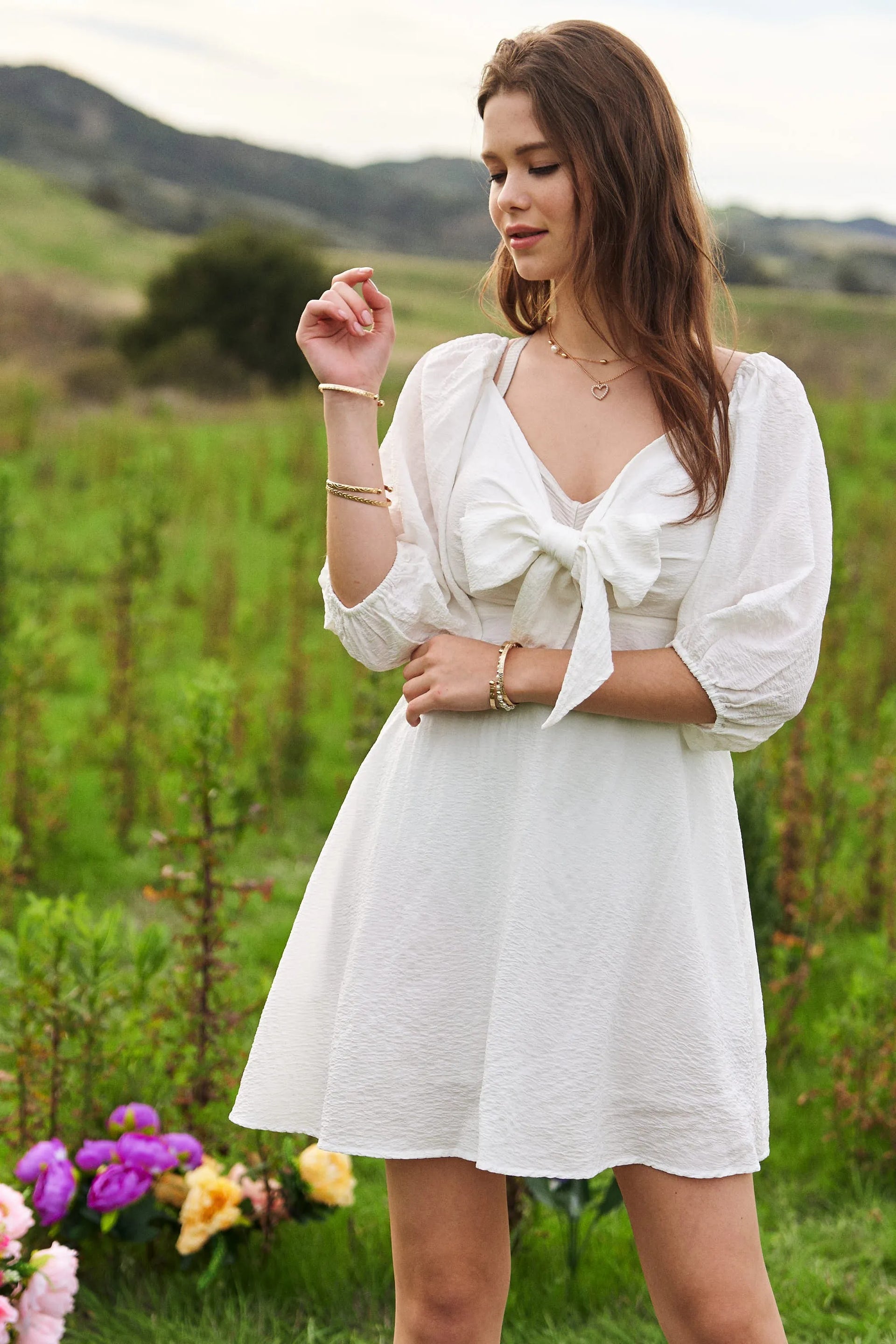 dani mini dress white Davi & Dani Self-Tie Puff Sleeve Smocking Open Back Mini Dress from –  Urbanheer