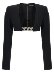 David Koma Top 3d Crystsal Chain And Square Neck