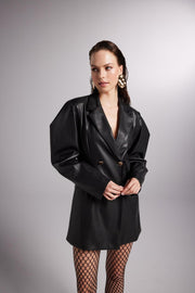 Dealer Black Vegan Leather Blazer Jacket-Jackets & Blazers-Buy Me Fur Ltd-Black-XS-Faux Leather-Urbanheer