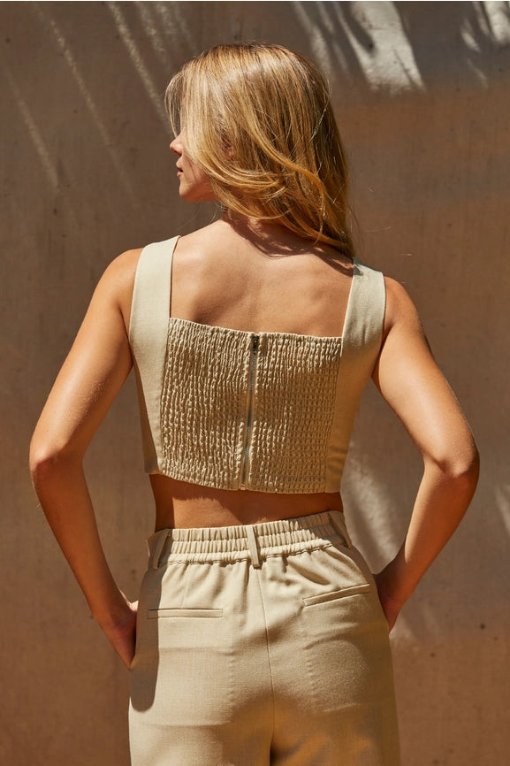 Debbie V-Wire Cropped Top-Top-Crescent-XS-CUSTARD-Urbanheer