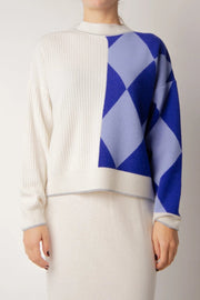 Deconstructed Intarsia Sweater in Cashmere Blend Bianco Naturale-Sweater-LÈMME-S-Urbanheer