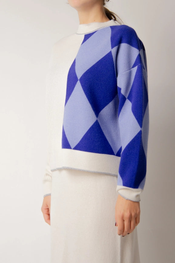 Deconstructed Intarsia Sweater in Cashmere Blend Bianco Naturale-Sweater-LÈMME-S-Urbanheer