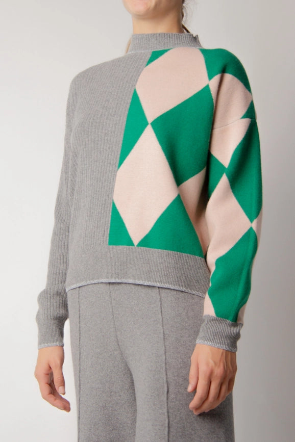 Deconstructed Intarsia Sweater in Cashmere Blend Grigio Acciaio-Sweater-LÈMME-S-Urbanheer