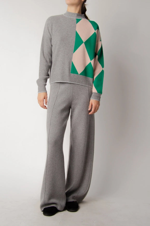Deconstructed Intarsia Sweater in Cashmere Blend Grigio Acciaio-Sweater-LÈMME-S-Urbanheer