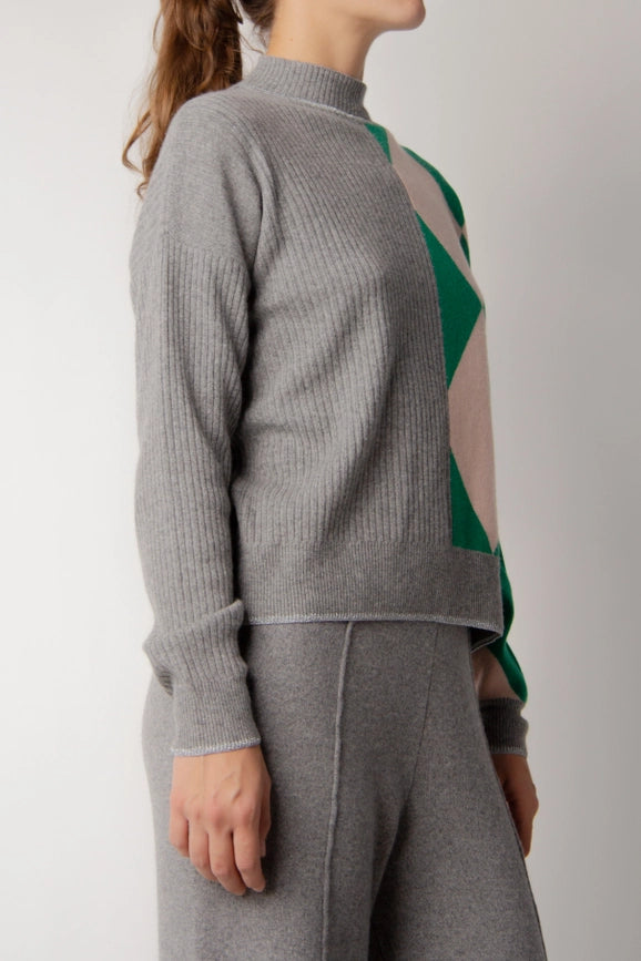 Deconstructed Intarsia Sweater in Cashmere Blend Grigio Acciaio-Sweater-LÈMME-S-Urbanheer