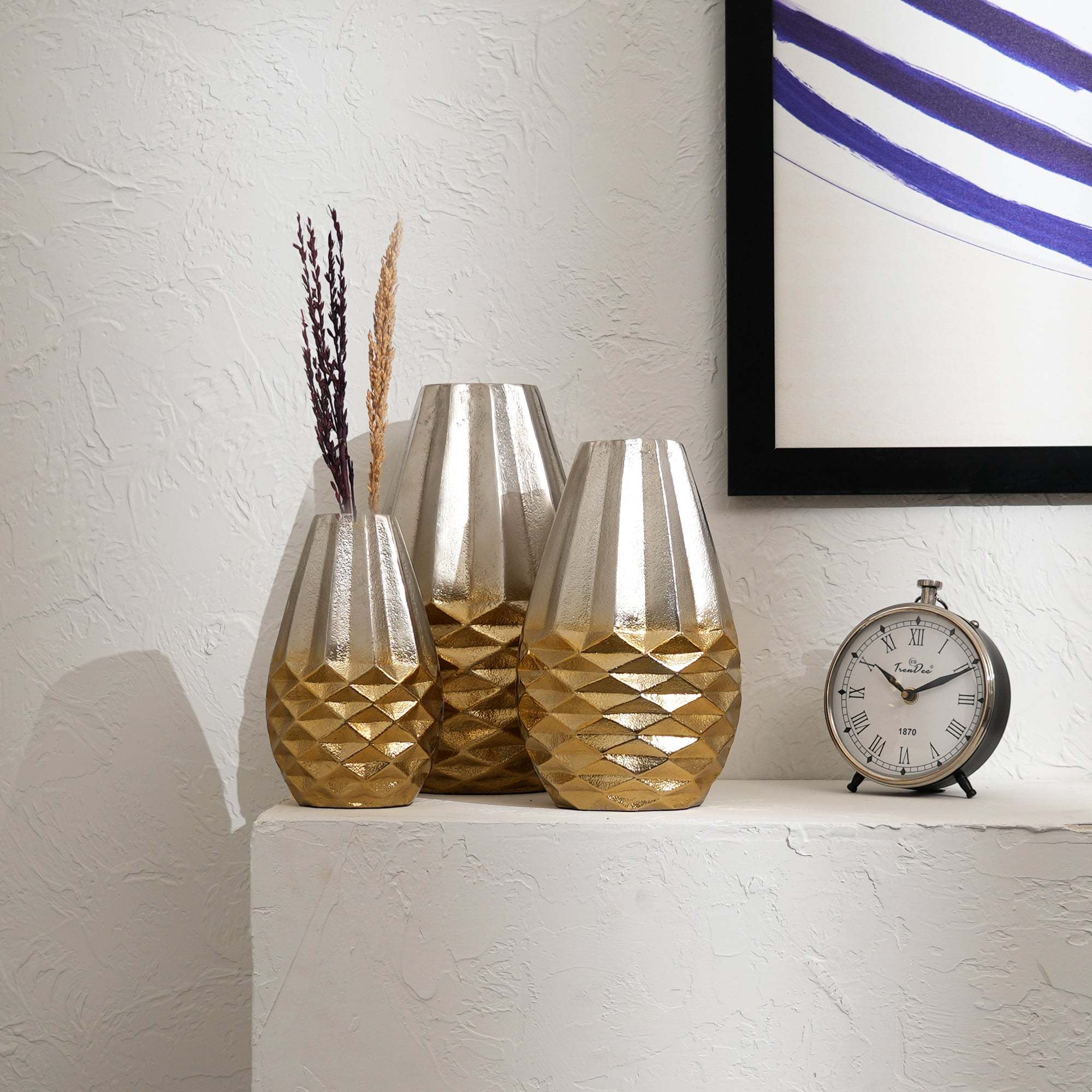 Decorative Golden Beehive Design Aluminum Vases –