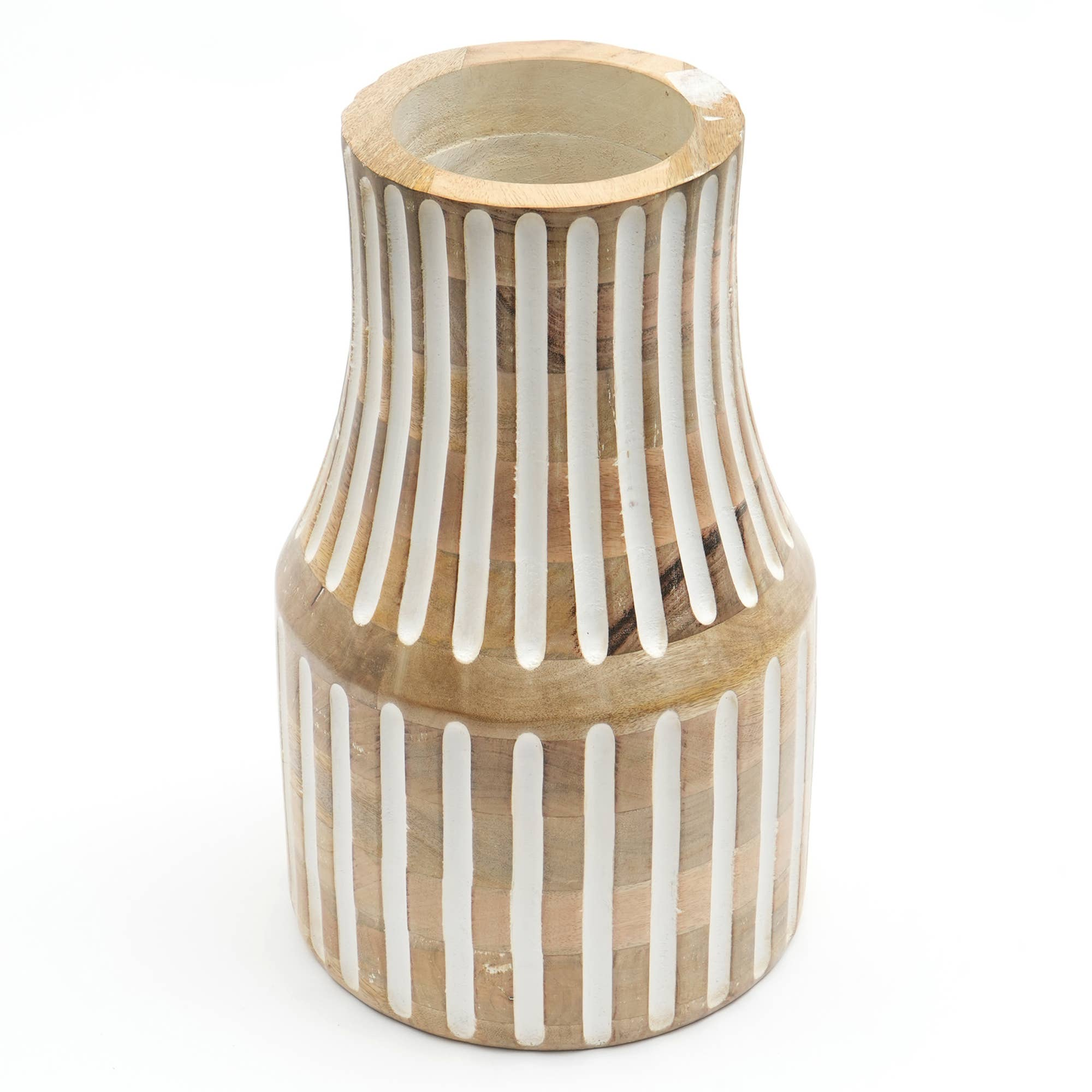 Decorative Handcrafted Accent Wood Vase for Living