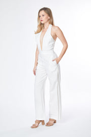 Deep Cut V Neck Flare Leg Jumpsuit-Jumpsuit-Paradigm the Label-XS-White-Urbanheer