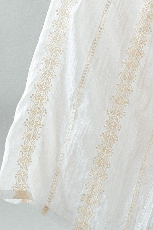 Deep V Neck Lace Embroidery Maxi Dress Ivory-Dress-Urban Daizy-S-Urbanheer