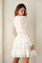 Deep V-Neck Lace Tiered Dress White-Dress-Endless Blu-S-White-Urbanheer