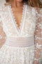 Deep V-Neck Lace Tiered Dress White-Dress-Endless Blu-S-White-Urbanheer