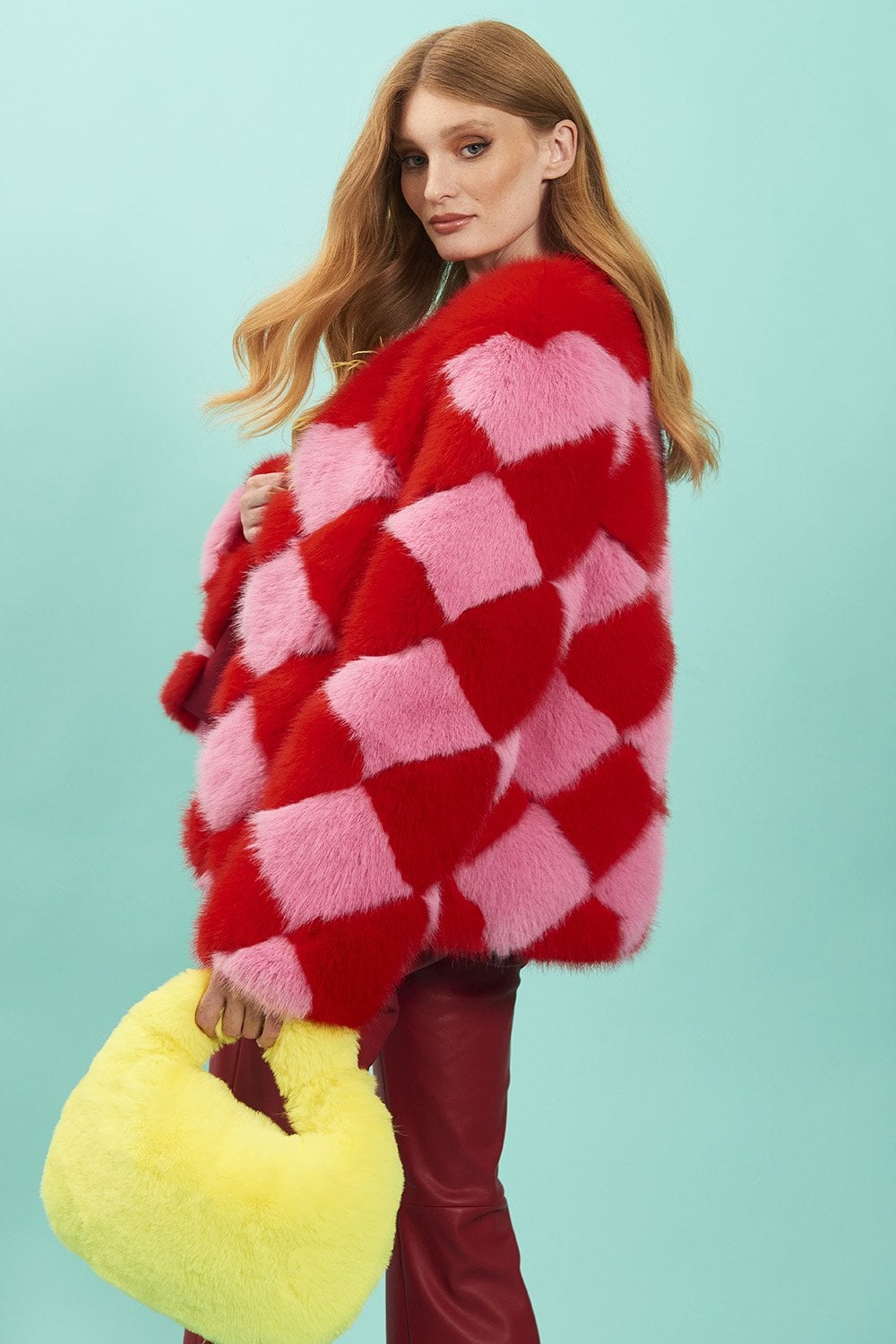 Delilah Red Pink Faux Fur Jacket-Faux Fur Jackets-Buy Me Fur Ltd-Red - Pink-S-M-Acrylic - Modacrylic Blend-Urbanheer