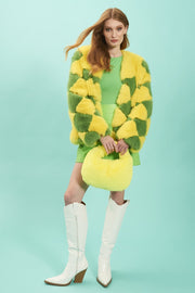 Delilah Yellow Green Faux Fur Jacket-Faux Fur Jackets-Buy Me Fur Ltd-Yellow-Green-S-M-Acrylic - Modacrylic Blend-Urbanheer