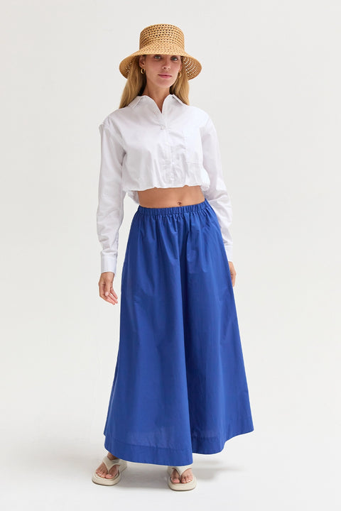 Demi Poplin Bubble Hem Semi Cropped Shirt