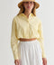 Demi Poplin Bubble Hem Semi Cropped Shirt - Yellow