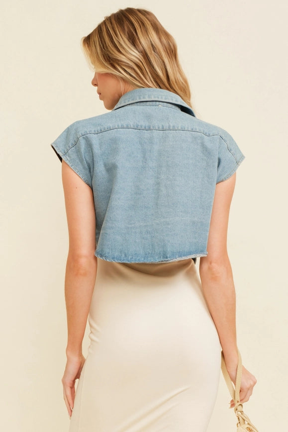 Denim Cap Sleeve Top-TOP-Cloud Ten-S-Denim-Urbanheer
