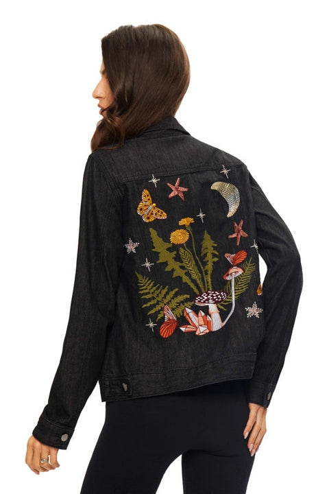 Denim Embroidered Jacket-Jacket-Adore-S-Black-Urbanheer