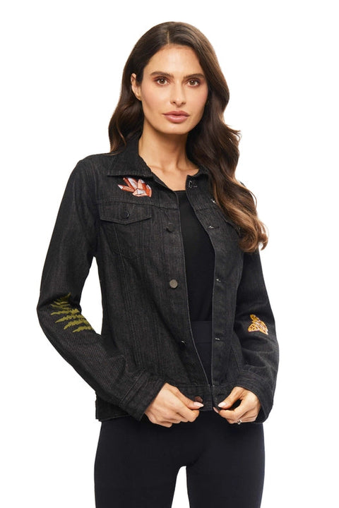 Denim Embroidered Jacket-Jacket-Adore-S-Black-Urbanheer