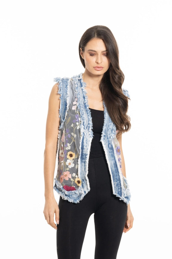 Denim Embroidered Vest-Vest-Adore-S-Urbanheer