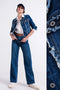 Denim Jacket with Frayed Design and Unfinished Hem-Jacket-Q2-S-Blue-Urbanheer