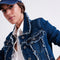 Denim Jacket with Frayed Design and Unfinished Hem-Jacket-Q2-S-Blue-Urbanheer