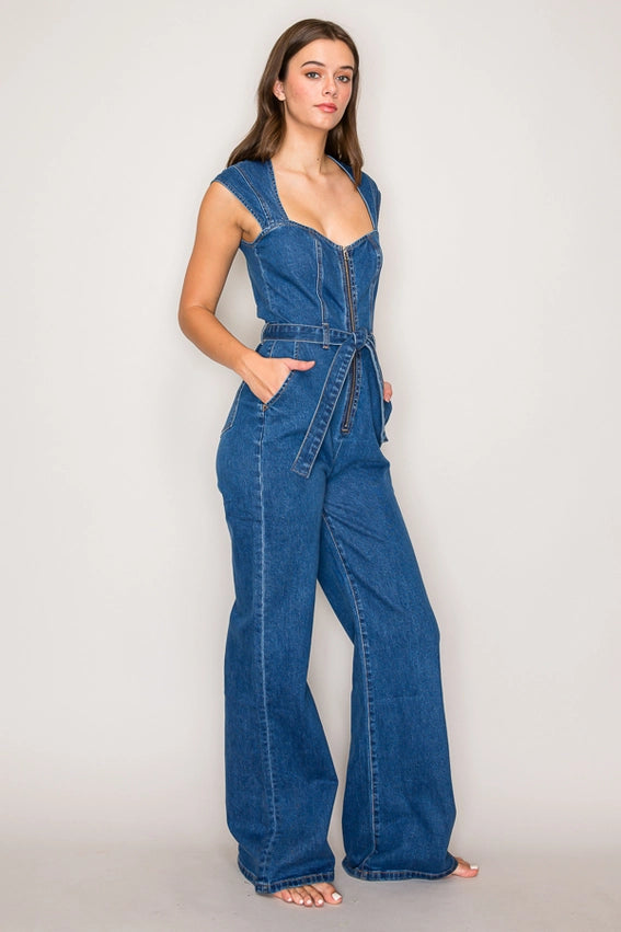 Denim Jumpsuit-Jumpsuit-Curds and Whey-S-DARK BLUE-Urbanheer