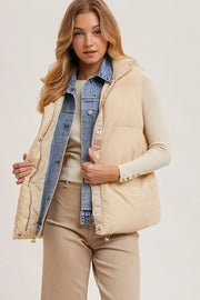 Denim Layered Puffer Vest-Vest-Bluivy-S/M-BEIGE-Urbanheer