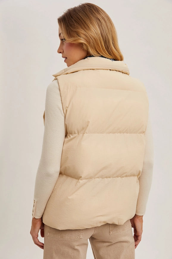 Denim Layered Puffer Vest-Vest-Bluivy-S/M-BEIGE-Urbanheer