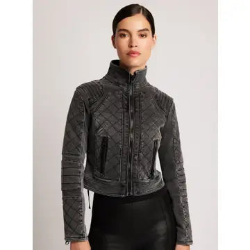 Denim Moto Jacket - Charcoal Jls