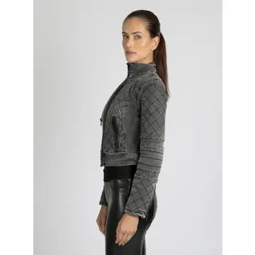 Denim Moto Jacket - Charcoal Jls