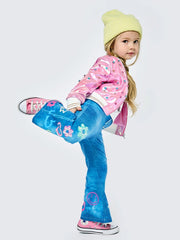 Denim Print Bell Bottom Pants w/ Icon Details-Pants-Hannah Banana-12M-BLUE MULTI-Urbanheer