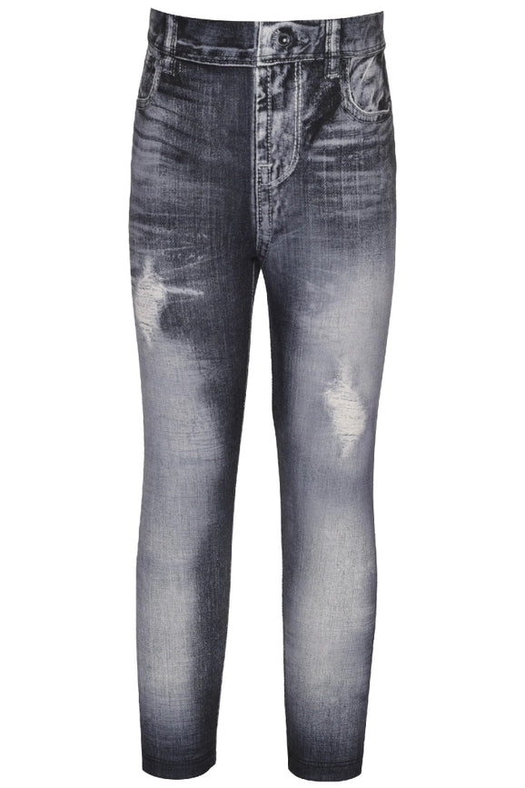 Denim Print Leggings-Leggings-Hannah Banana-12M-Blk Multi-Urbanheer